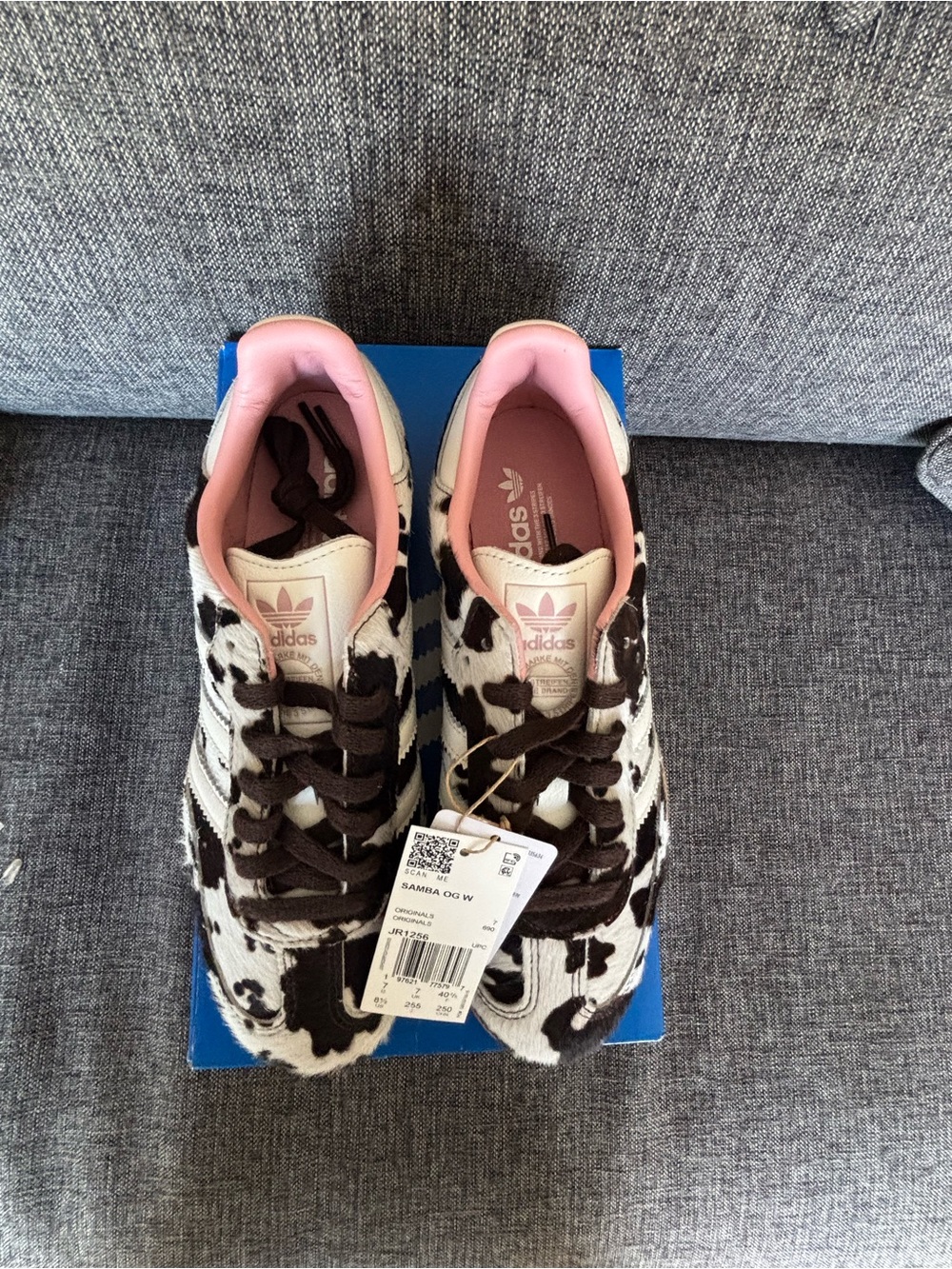 Adidas Samba OG Cow Print Sneakers in Black, White & Pink - Picture 9 of 10